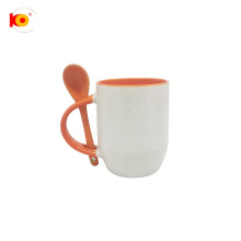 High quality 12oz sublimation Ceramic Mug with Spoon Tea Coffee Cup